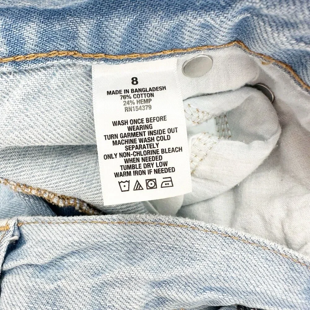 Aeropostale‎ Straight Jeans Size 8 Women 90’s Super High Rise Destroyed Button